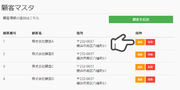 顧客データの編集・削除